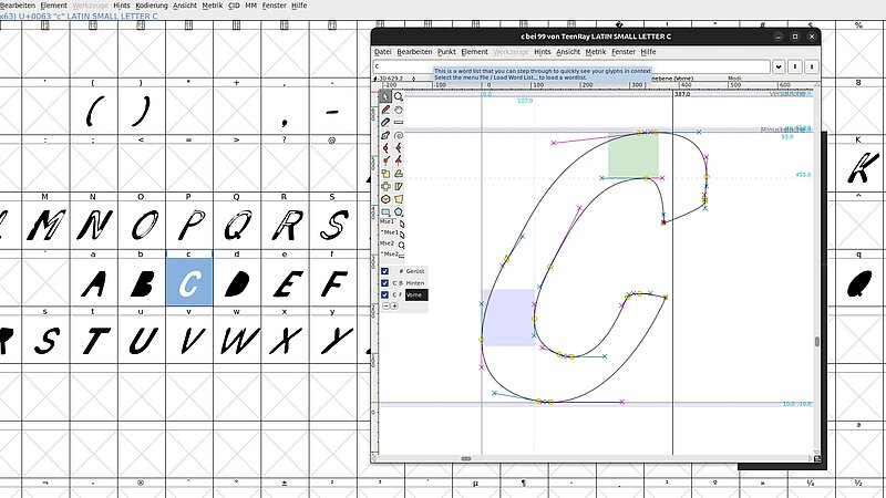 Screenshots of FontForge