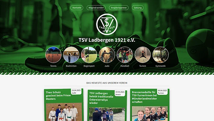 Screenshot of homepage of tsv website