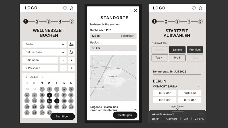 Wireframe Mockup Booking