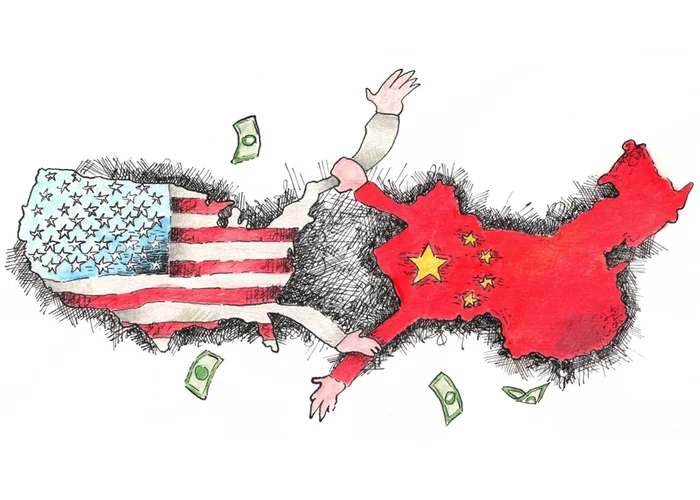 Editorial Illustration about the tradewar between USA and China