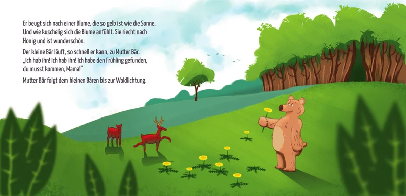 Kinderbuch "Wach auf kleiner Bär, es ist Frühling!" - Doppelseite